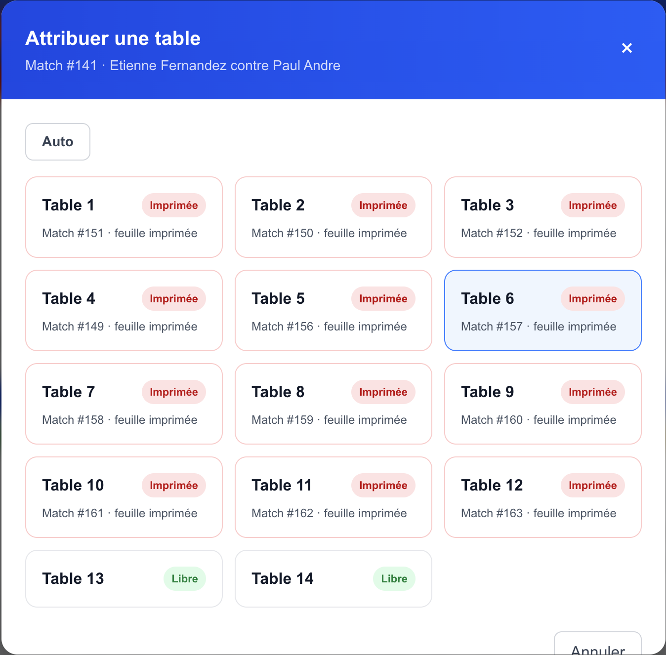 Attribution des tables automatique ou manuelle